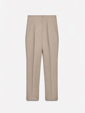 ZARA High-Waisted Slim-Fit Ankle Pants – Size L – Light Camel